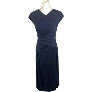 The Fold  Navy Sleeveless Ruched Detail Lauiriano Dress Size 6 NEW NWT